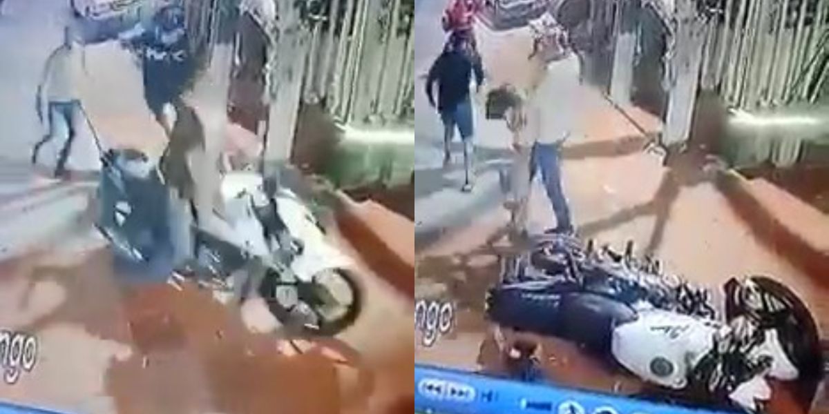 Cortesía Momento en que atracadores golpean a su víctima.