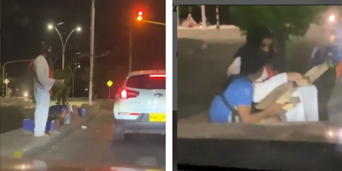 captura de pantalla hombre vestido de Jesús camina por calles de la ciudad
