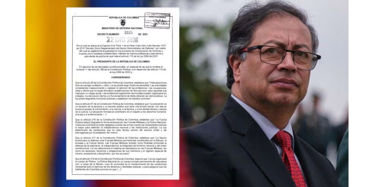 Pantallazo decreto y Gustavo Petro