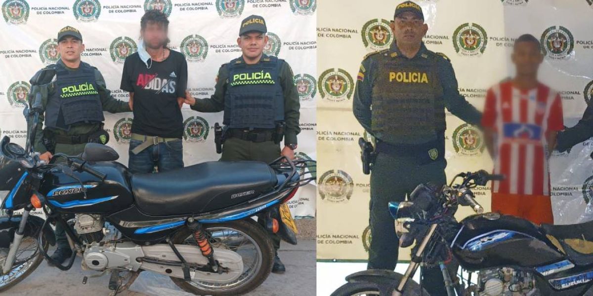 Policía Motos recuperadas y sujetos aprehendidos.