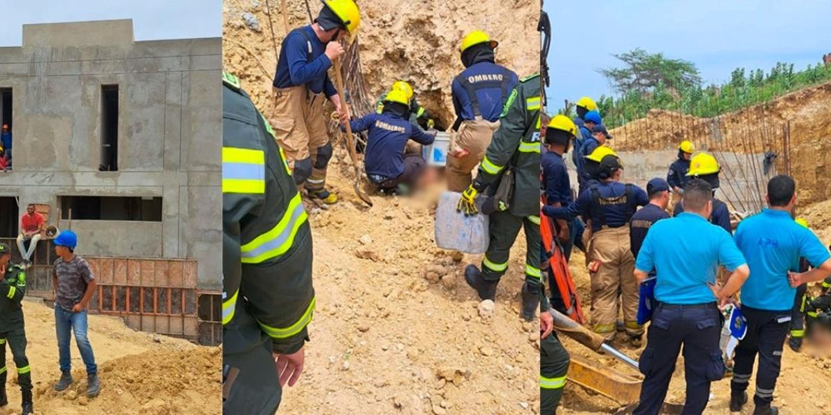 Labores de rescate después del deslizamiento de tierra.