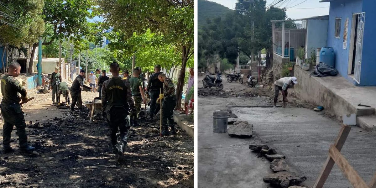 Acciones de la comunidad para arreglar su vía