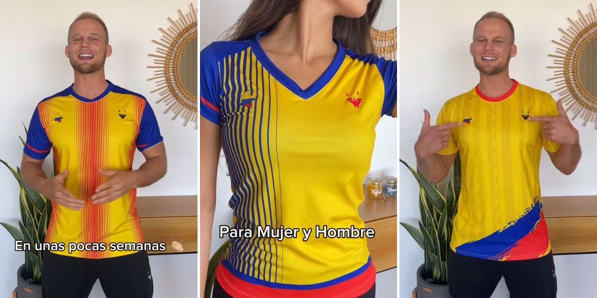 Influencer Dominiccolombia y sus nuevas camisas de Colombia.