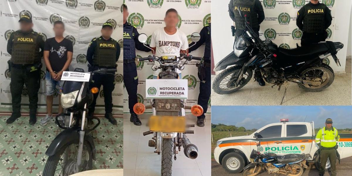 Policía del Magdalena. Motocicletas recuperadas y dos capturados por el delito de receptación.