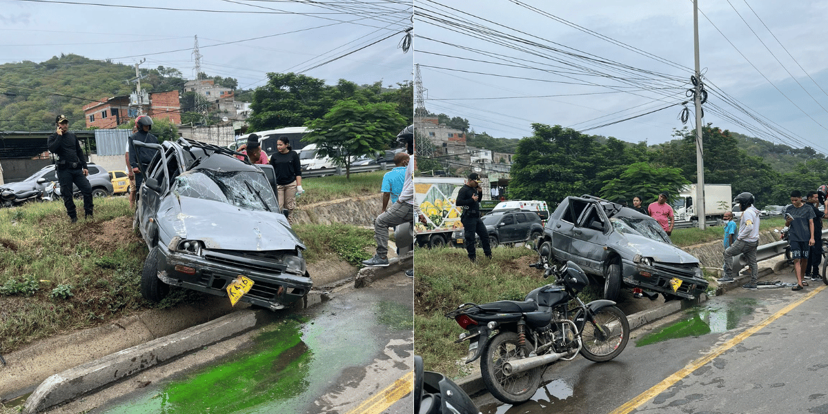 Vehículo se accidenta en la vía entre La Lucha y Gaira