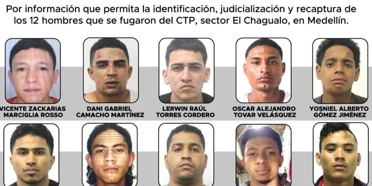 Estos son los presos que se fugaron de una estación de Policía en Medellín.