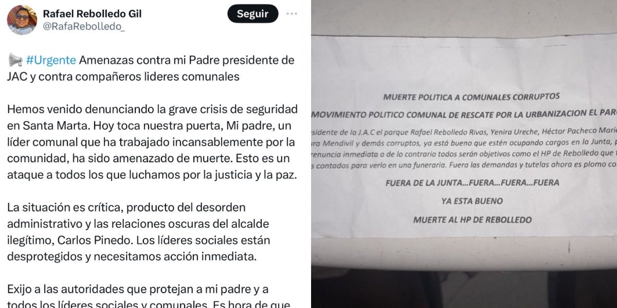 Denuncia expuesta por medio de la red social x y el presunto panfleto que amenaza a los líderes sociales. 