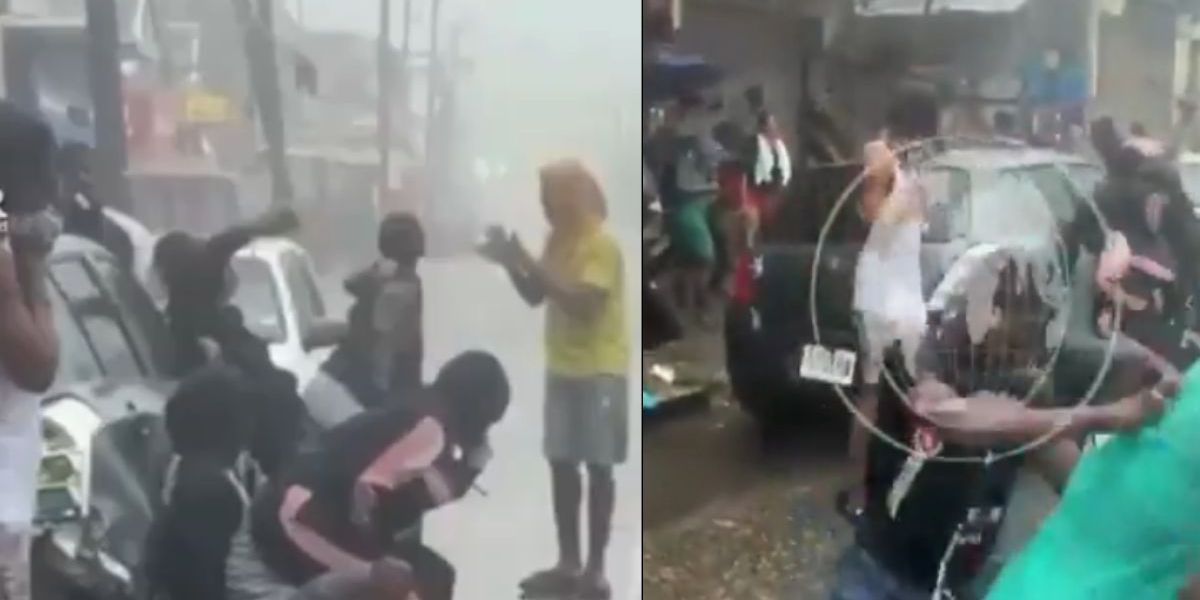 Fiesta en medio del paso del huracán