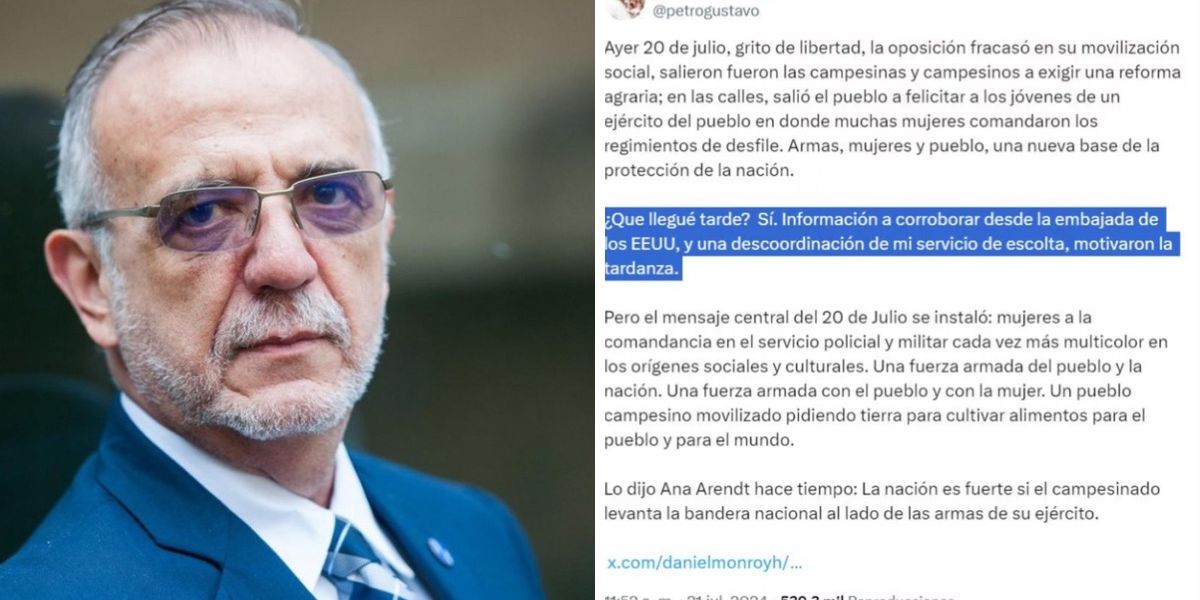 El ministro de Defensa, Iván Velásquez, confirmó el 8 de agosto la existencia de un plan para atentar contra la vida del presidente Gustavo Petro, durante la jornada del 20 de julio, cuando el mandatario participaba en las actividades del Día de la Independencia. 