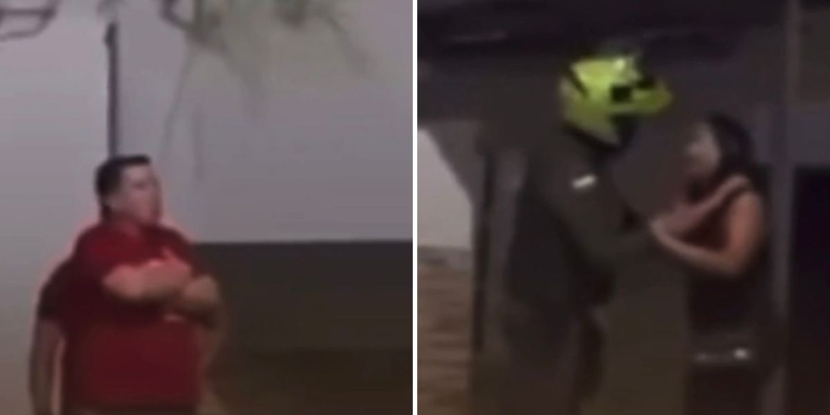 Seguimiento. Capitán y subintendente agrediendo a mujer a las afueras de un motel donde al parecer fueron descubiertos.