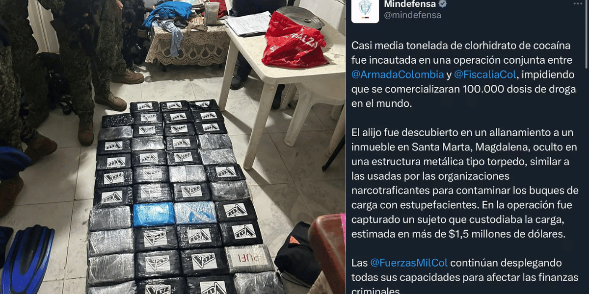 Cortesía ¿Error o engaño? Armada incauta 47 kg en Santa Marta, MinDefensa dice que 500kg