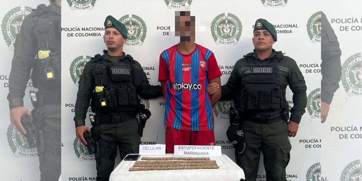 Cortesía Captura de sujeto con droga.
