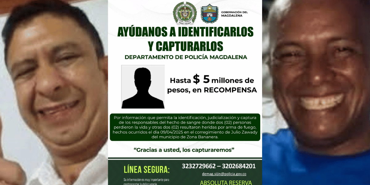 Víctimas del crimen Ofrecen $5 millones por sicarios que asesinaron a dos hombres en Zona Bananera