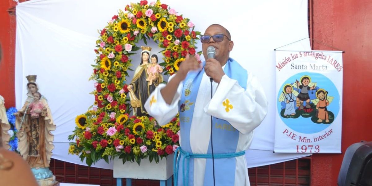 Celebración del la Virgen del Carmen en el Mercado Público de Santa Marta.