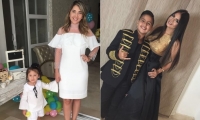 Dayana Jaimes con su hija Paula, y Caya Varón con su primogénito Martín Elías Jr.