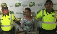 Yuri Rojas, capturada por transportar 30 kilos de marihuana. 