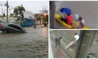 Mientras llueve en Santa Marta, la gente aprovecha para 'rebuscársela' como pueda.