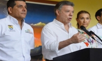 El Presidente Santos en su declaración a la prensa este domingo en Cartagena.