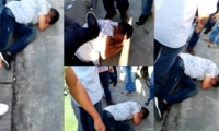 Imagen del momento en que golpean al presunto ladrón.