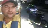 Hugo Samuel Gómez, hombre asesinado por robarle el celular. En la moto, los asesinos.