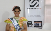 Cris Álvarez, Señorita Magdalena al Imperialato de la Cumbia, durante su visita a Seguimiento.co