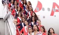 Las candidatas llegaron en el vuelo real de Avianca. 