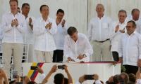 Firma del acuerdo de paz con las Farc.
