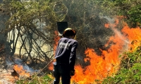 Fuertes vientos han hecho difícil sofocar las llamas.