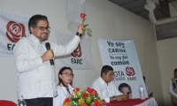 Iván Márquez, durante el evento proselitista en el que anunció el apoyo oficial a Patricia Caicedo. 