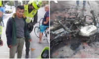 El hombre estuvo a punto de ser linchado; la moto fue incinerada.