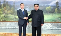  El presidente de Corea del Sur, Moon Jae-in, y el líder del Norte, Kim Jong-un.