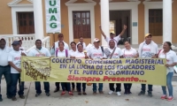 Docentes durante su jornada de protesta. 