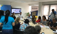 Aspecto de la rueda de prensa realizada esta mañana en Electricaribe.