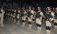 Unidades de Policía Militar que llegaron a la ciudad.