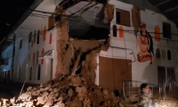 Imágenes de una vivienda destruida en Perú producto del terremoto de esta madrugada.