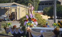 La imagen de la Virgen del Carmen se movilizó en un tren. 