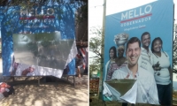 Publicidad destrozada de la campaña de 'El Mello'.