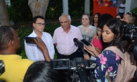 Carlos Caicedo y el expresidente Ernesto Samper, durante la rueda de prensa por encuentro del Grupo de Puebla.