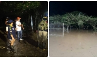 La cancha de fútbol del sector de Guachaca quedó totalmente inundada.