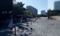 La playa en el Irotama fue cercada con estacas de madera.