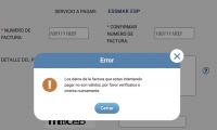 El sistema de Essmar no permite el pago electrónico.