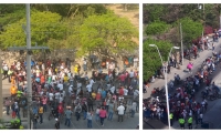 Aglomeraciones frente a Makro este martes 22 de abril.