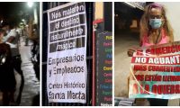 En la noche del sábado, los comerciantes del Centro hicieron un cacerolazo. 