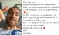 Cristian Eriksen publicó un mensaje en su cuenta de Twitter.