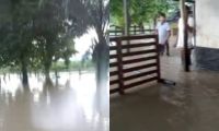 Entre el agua quedaron algunas fincas y parcelas. 