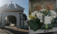 Fachada del cementerio y osario donde estaban los restos.