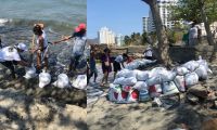 Comunidad organizada tratando de detener el proceso erosivo en Salguero.