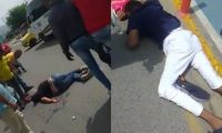 Pareja involucrada en el incidente de tránsito.