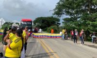 Vía bloqueada en Aracataca.