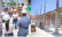 Virna Johnson inspeccionó el avance del nuevo centro de salud.